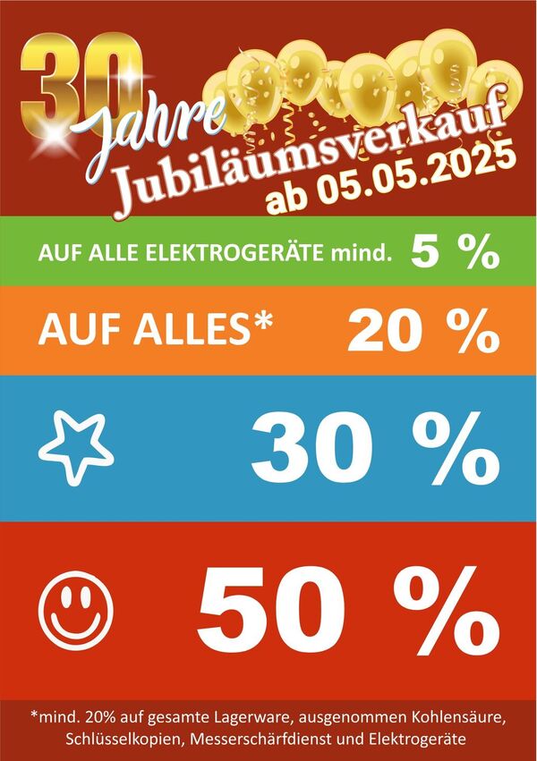 Jubiläumsrabatte bis zu 50 %